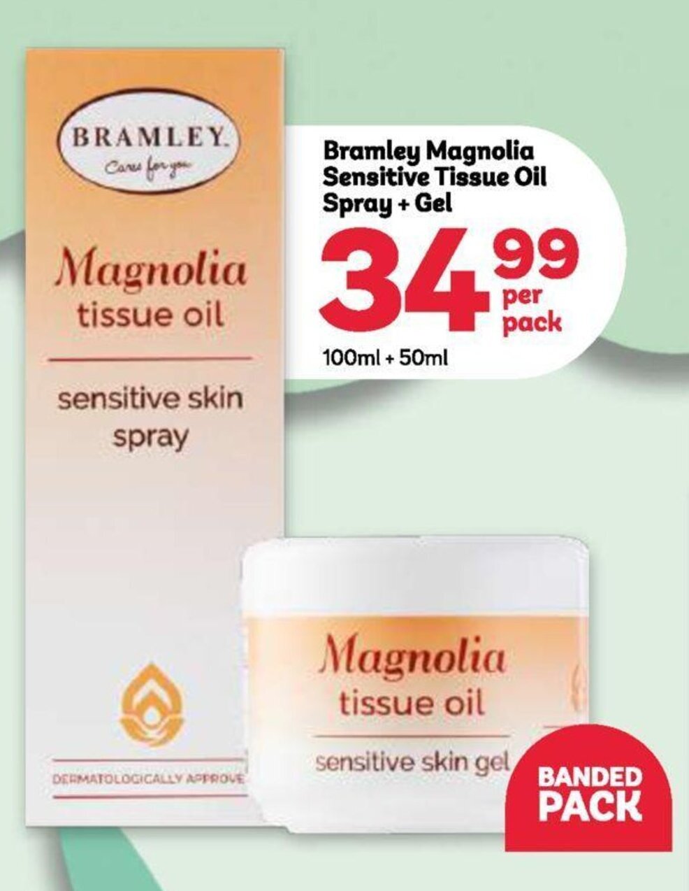 Bramley Magnolia Sensitive Tissue Oil Spray + Gel 100ml+50ml offer at PEP