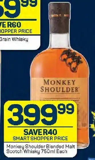 Pick n Pay Monkey Shoulder Blended Malt Scotch Whisky 750ml Each offer