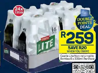 Pick n Pay Castle Lite Non-returnable Bottles 6x 330ml Per Pack offer