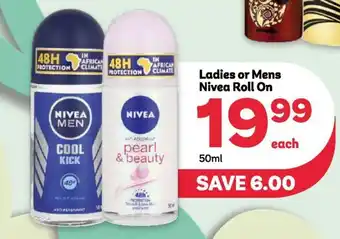 PEP Ladies or Mens Nivea Roll On offer