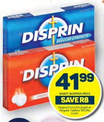 Pick n Pay Disprin Extra Strength or Regular Tablets 16/24s Each offer