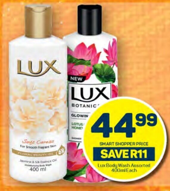 Lux Body Wash Assorted 400ml Each offer at Pick n Pay