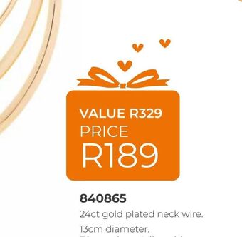 Honey Fashion Accessories 24ct gold plated neck wire offer