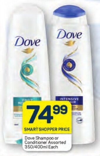 Pick n Pay Dove Shampoo or Conditioner Assorted 350/400ml Each offer