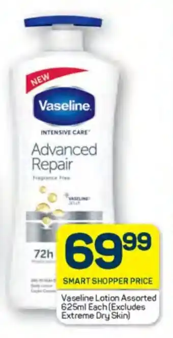 Pick n Pay Vaseline Lotion Assorted 625ml Each (Excludes Extreme Dry Skin) offer