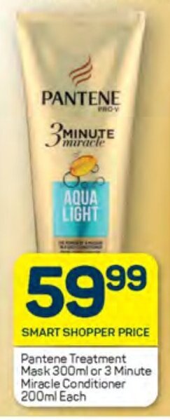 Pick n Pay Pantene Treatment Mask 300ml or 3 Minute Miracle Conditioner 200ml Each offer