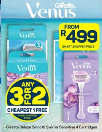 Gillette Deluxe Smooth Swirl or Sensitive 4 Cartridges