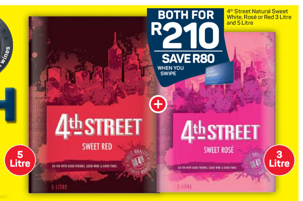 4th Street Natural Sweet White, Rosé or Red 3 Litre and 5 Litre offer
