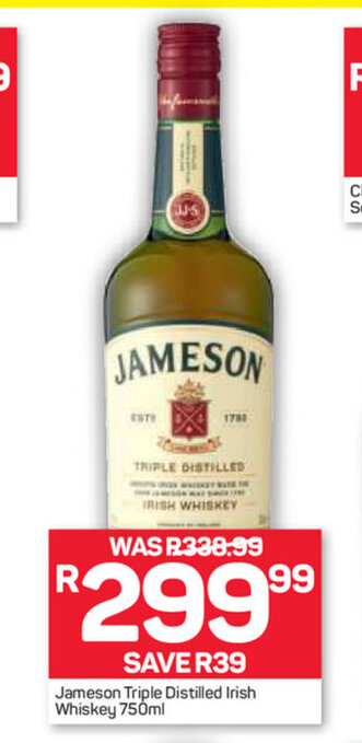 Pick n Pay Liquor Jameson Triple Distilled Irish Whiskey 750ml offer