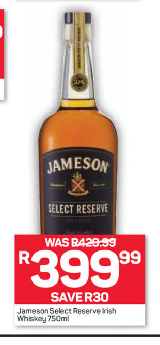 Pick n Pay Liquor Jameson Select Reserve Irish Whiskey 750ml offer