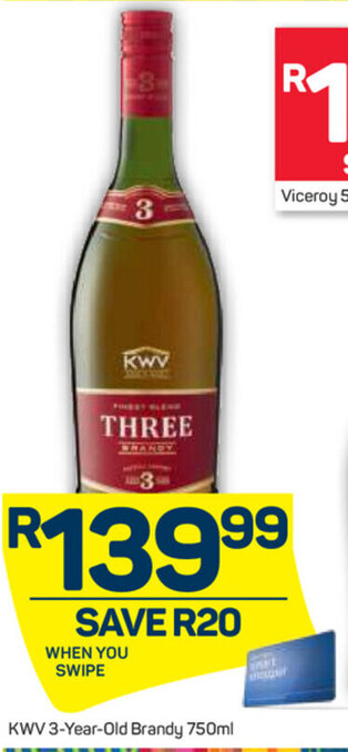 Pick n Pay Liquor KWV 3-Year-Old Brandy 750ml offer