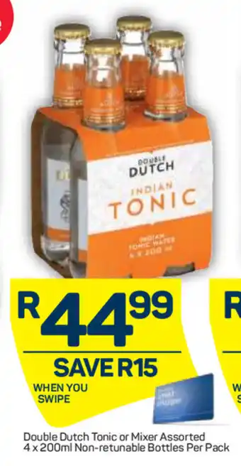 Pick n Pay Liquor Double Dutch Tonic or Mixer Assorted 4x200ml offer