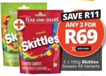 2 x 160g Skittles Sweets All Variants