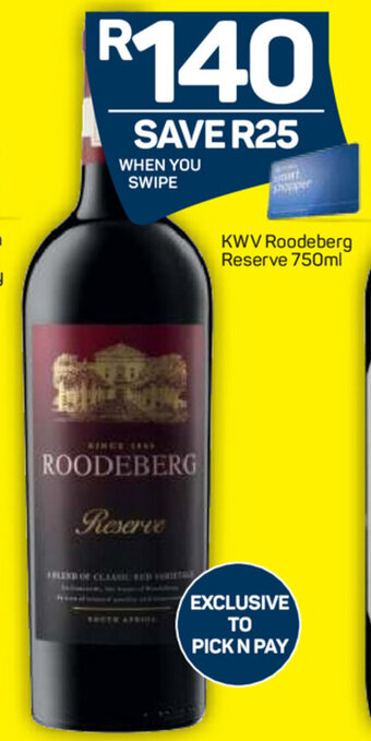 Pick n Pay Liquor KWV Roodeberg Reserve 750ml offer
