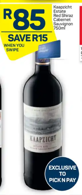Pick n Pay Liquor Kaapzincht Estate Red Shiraz Cabernet Sauvignon 750ml offer