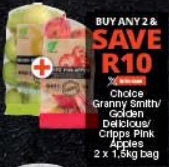 Checkers Choice Granny Smith/ Golden Delicious! Cripps Pink Apples 2 x 1,5kg bag offer