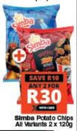 Checkers Simba Potato Chips All Variants 2 x 120g offer