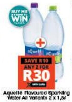 Checkers Aquellé Flavoured Sparkling Water All Variants 2 x 1,5L offer