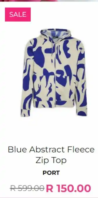 Blue abstract fleece zip top