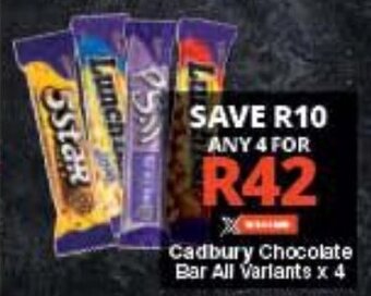 Checkers Cadbury Chocolate Bar All Variants x 4 offer