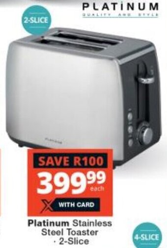 Checkers Platinum Stainless Steel Toaster . 2-Slice offer