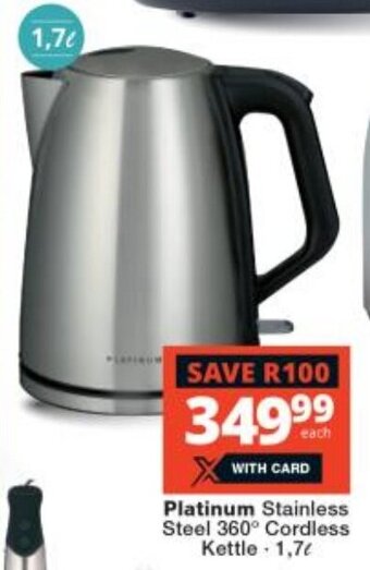 Checkers Platinum Stainless Steel 360° Cordless Kettle - 1,7L offer