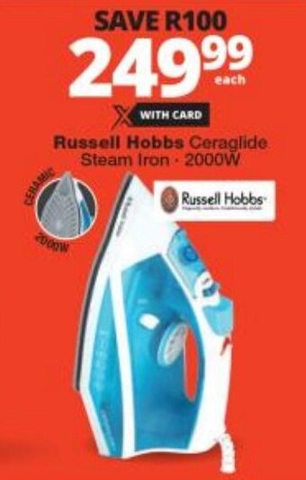 Checkers Russell Hobbs Ceraglide Steam Iron - 2000W offer