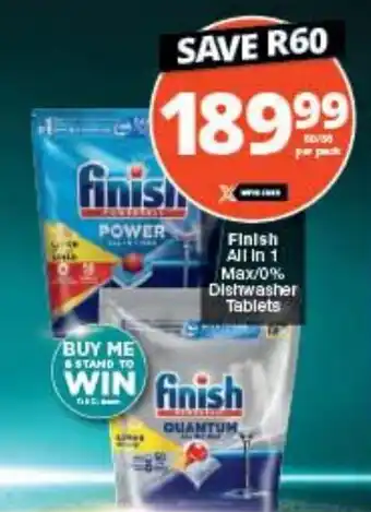 Checkers Finish All In 1 Max/0% Dishwasher Tablets offer