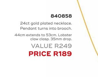 Honey Fashion Accessories 24ct gold plated necklace, pendant turns into brooch. offer