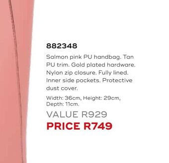 Honey Fashion Accessories Salmon pink pu handbag. tan pu trim offer