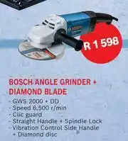 Builders Warehouse Bosch Angle Grinder + Diamond Blade GWS 2000+DD offer