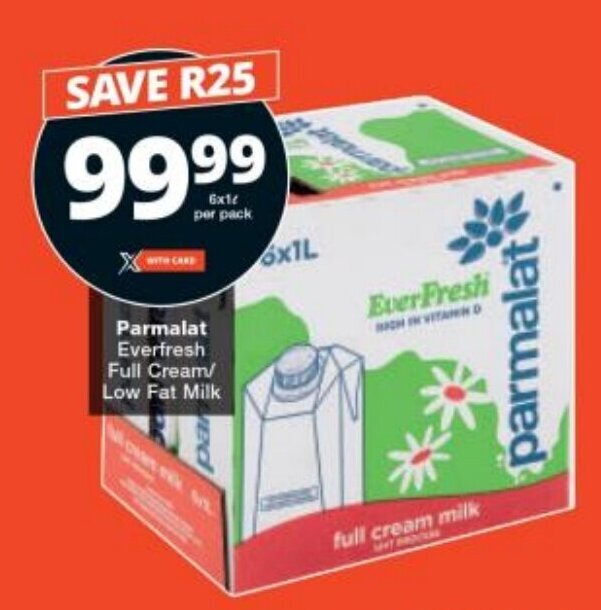 Parmalat Everfresh Full Cream/ Low Fat Milk offer at Checkers