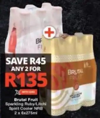 Checkers Brutal Fruit Sparkling Ruby/Litchi Spirit Cooler NRB 2 x 6x275ml offer