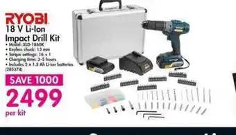 Makro RYOBI 18 V Li-Ion Impact Drill Kit offer