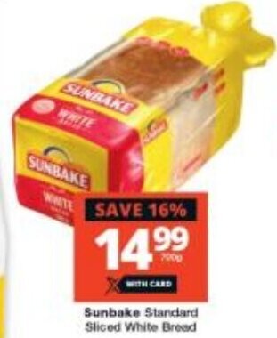 Checkers Sunbake Standard Sliced White Bread offer