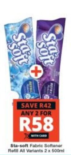 Checkers Sta-soft Fabric Softener Refill All Variants 2 x 500ml offer