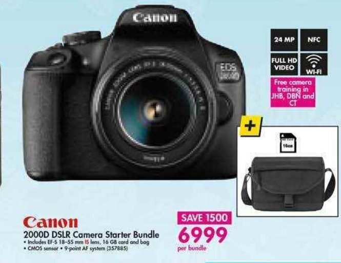 Canon 2000D DSLR Camera Starter Bundle offer at Makro