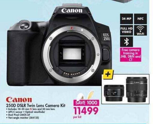 Canon 250D DSLR Twin Lens Camera Kit offer at Makro