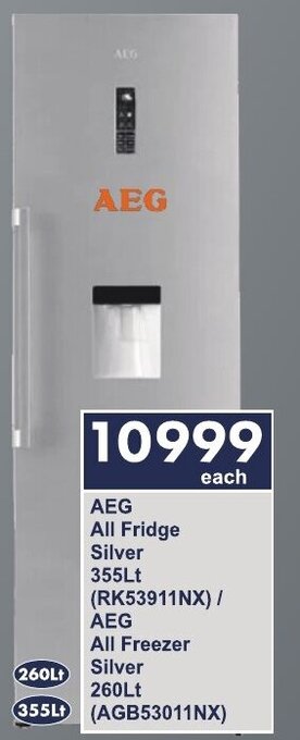 President Hyper AEG All Fridge Silver 355Lt (RK53911NX) / AEG All Freezer Silver 260Lt (AGB53011NX) offer