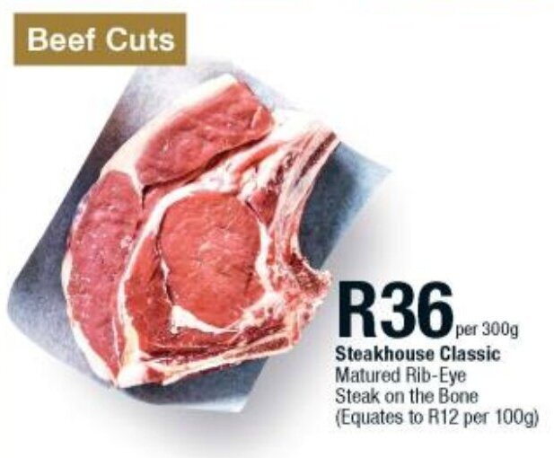 Steakhouse Classic Matured RibEye Steak on the Bone (Equates to R12