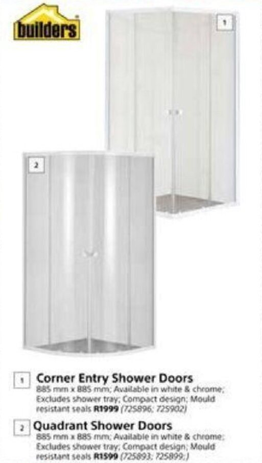 Corner Entry Shower Doors Quadrant Shower Doors offer at Builders Warehouse