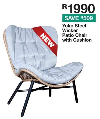 House & Home Yoko Steel Wicker Patio Chair with Cushion offer