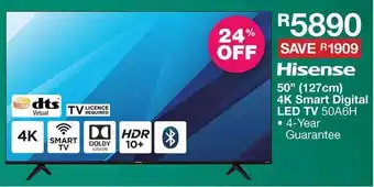 House & Home Hisense 50" (127cm) 4K Smart Digital LED TV 50A6H offer