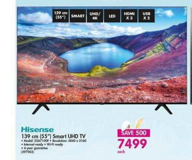 Hisense 139cm (55") Smart UHD TV offer at Makro