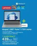 Incredible Connection Lenovo ideapad 1 amd ryzen 3 7320 laptop-on a 10gb lte wireless plan offer