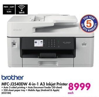 Makro brother MFC-J3540DW 4-in-1 A3 Inkjet Printer offer
