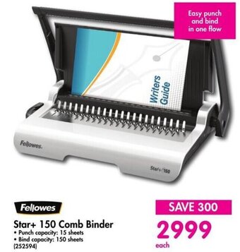 Makro Fellowes Star+ 150 Comb Binder offer