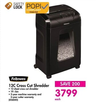 Makro Fellowes 12C Cross Cut Shredder offer