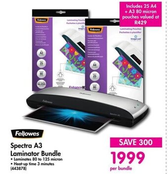 Makro Fellowes Spectra A3 Laminator Bundle offer