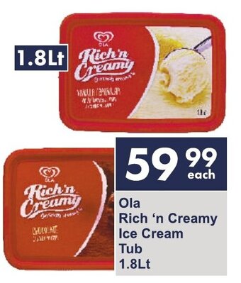President Hyper Ola Rich 'n Creamy Ice Cream Tub 1.8Lt offer